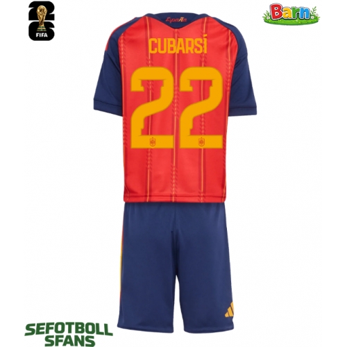 Spanien Pau Cubarsi #22 Hemmaställ Barn VM 2026 Kortärmad (+ Korta byxor)